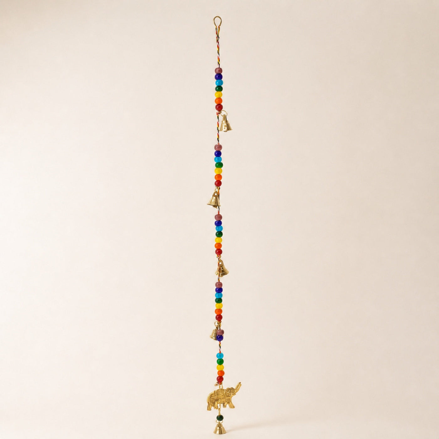 Brass Elephant Chime with Chakra Beads