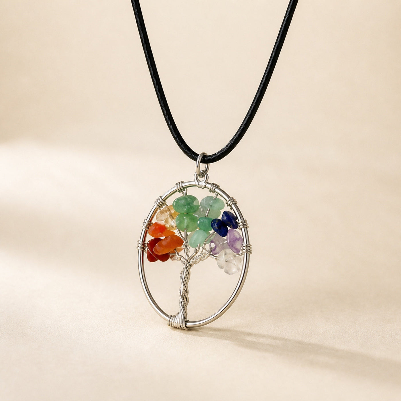 Tree of Life Pendant, Seven Chakra Stones