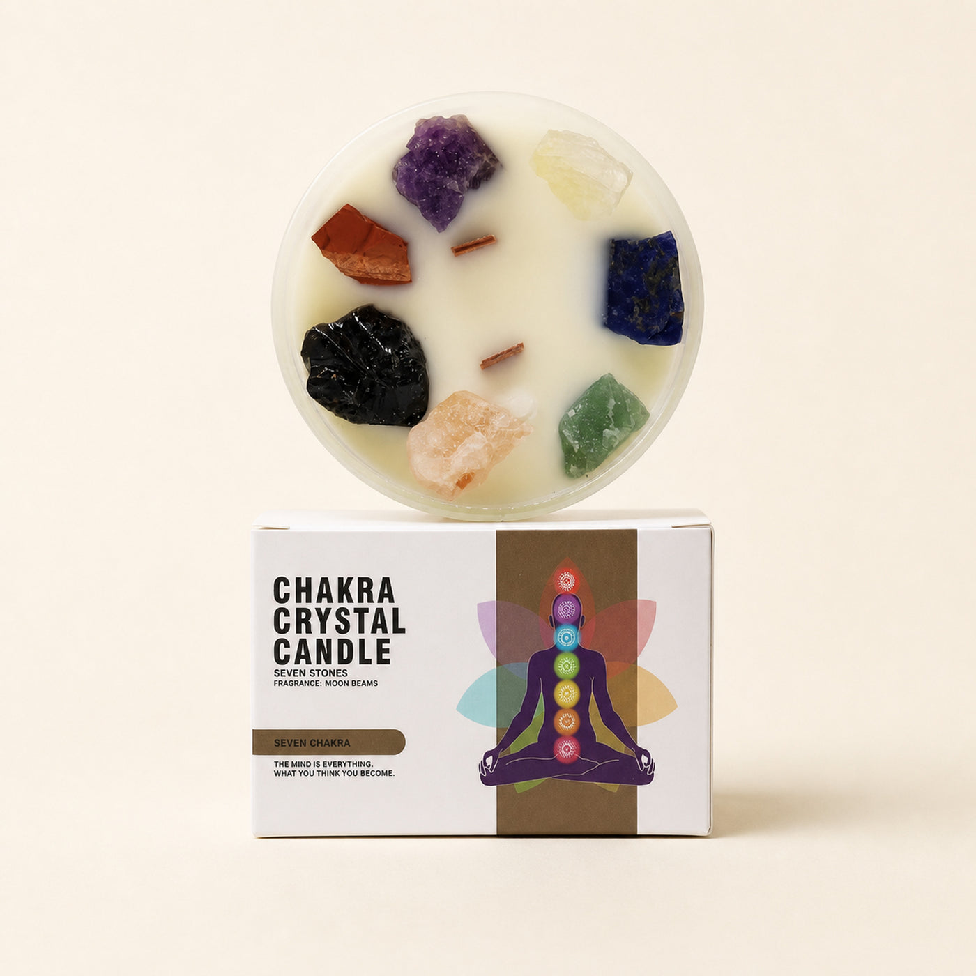 Seven Colour Crystal Candle, large