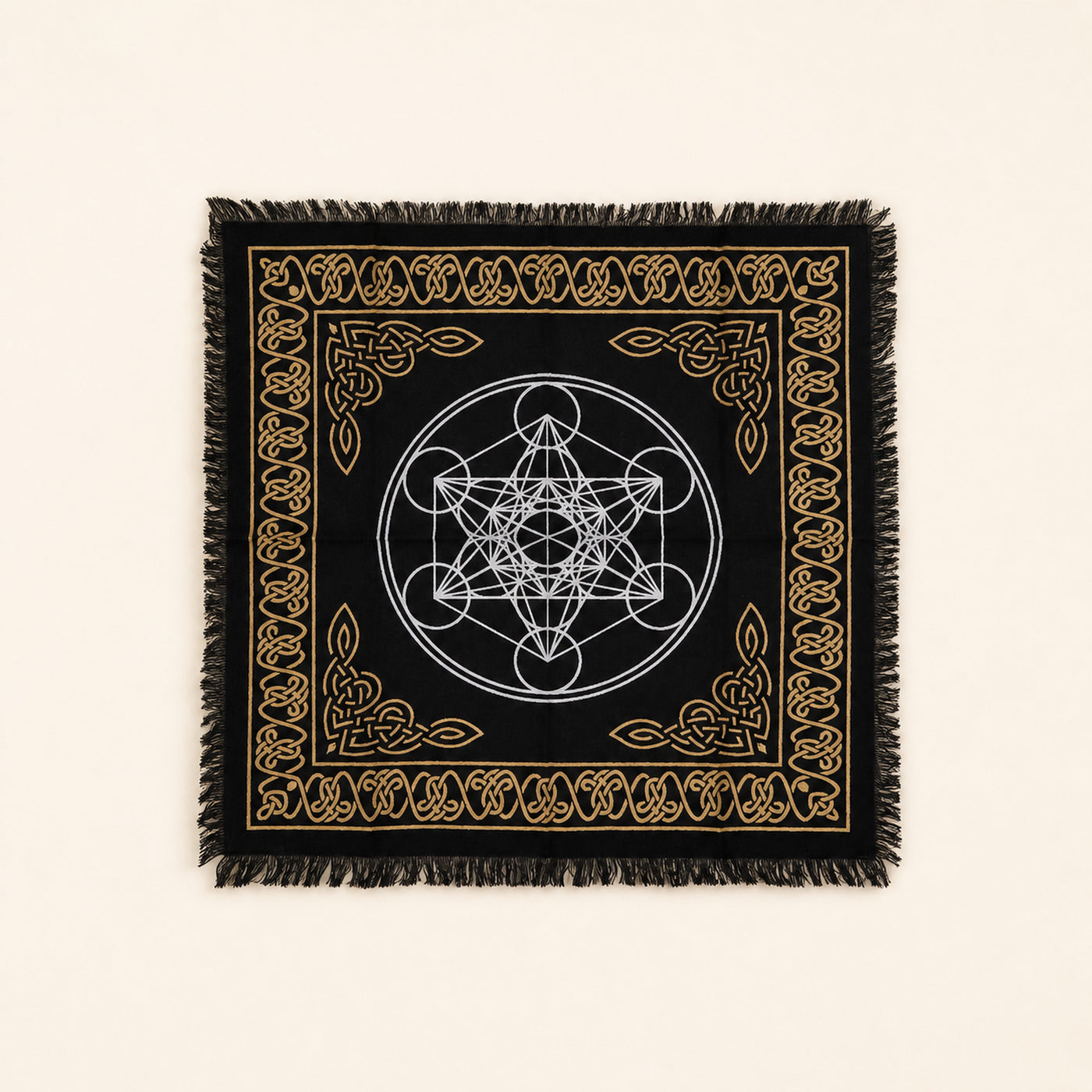 Metatron's Cube Altar Cloth, fringed