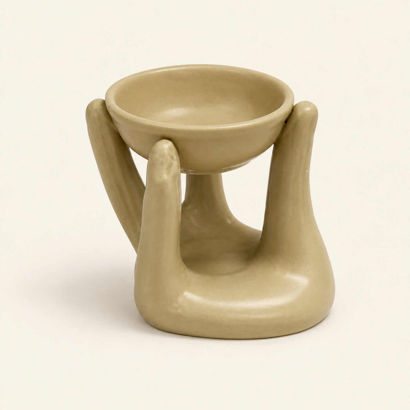 Open Hands Oil Burner, tan