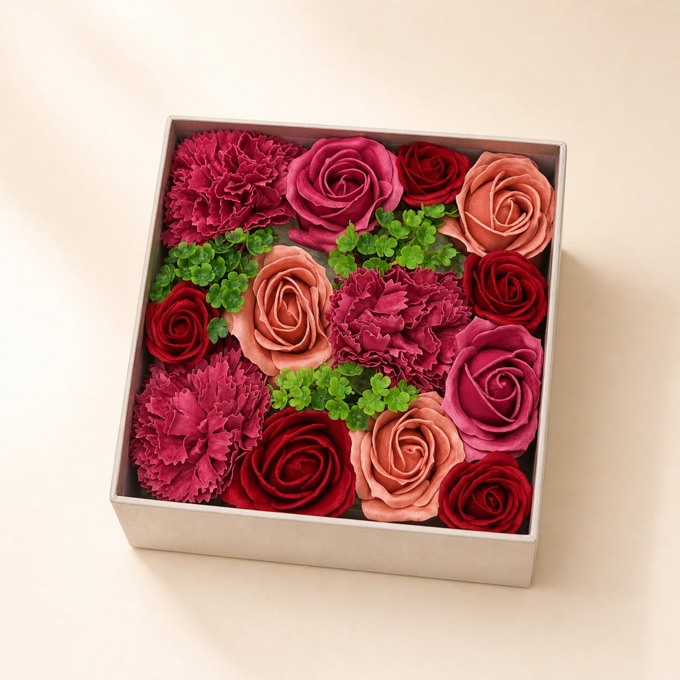 Square Soap Flower Box, Vintage Roses