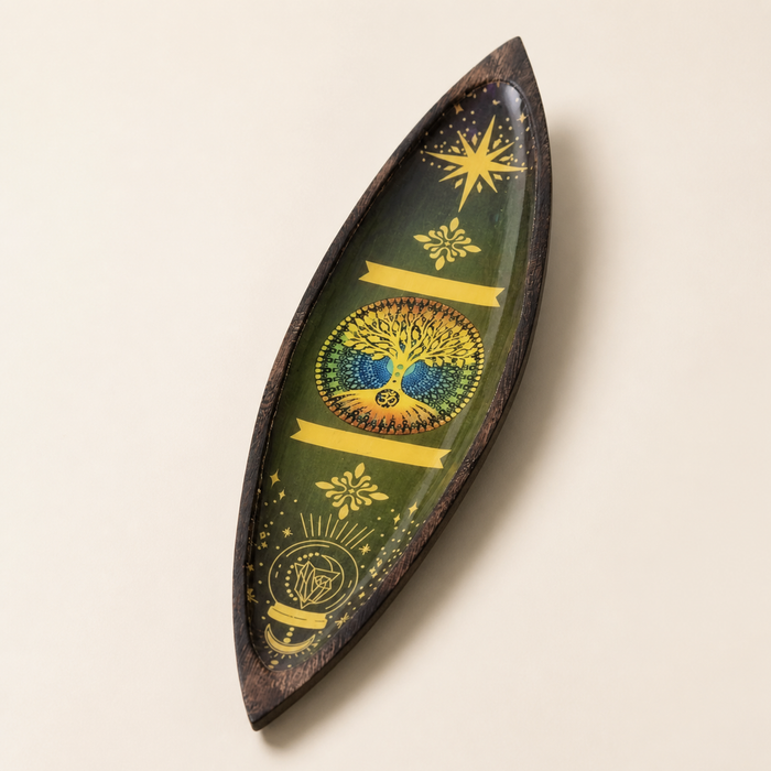 Tree of Life incense bowl in mango wood