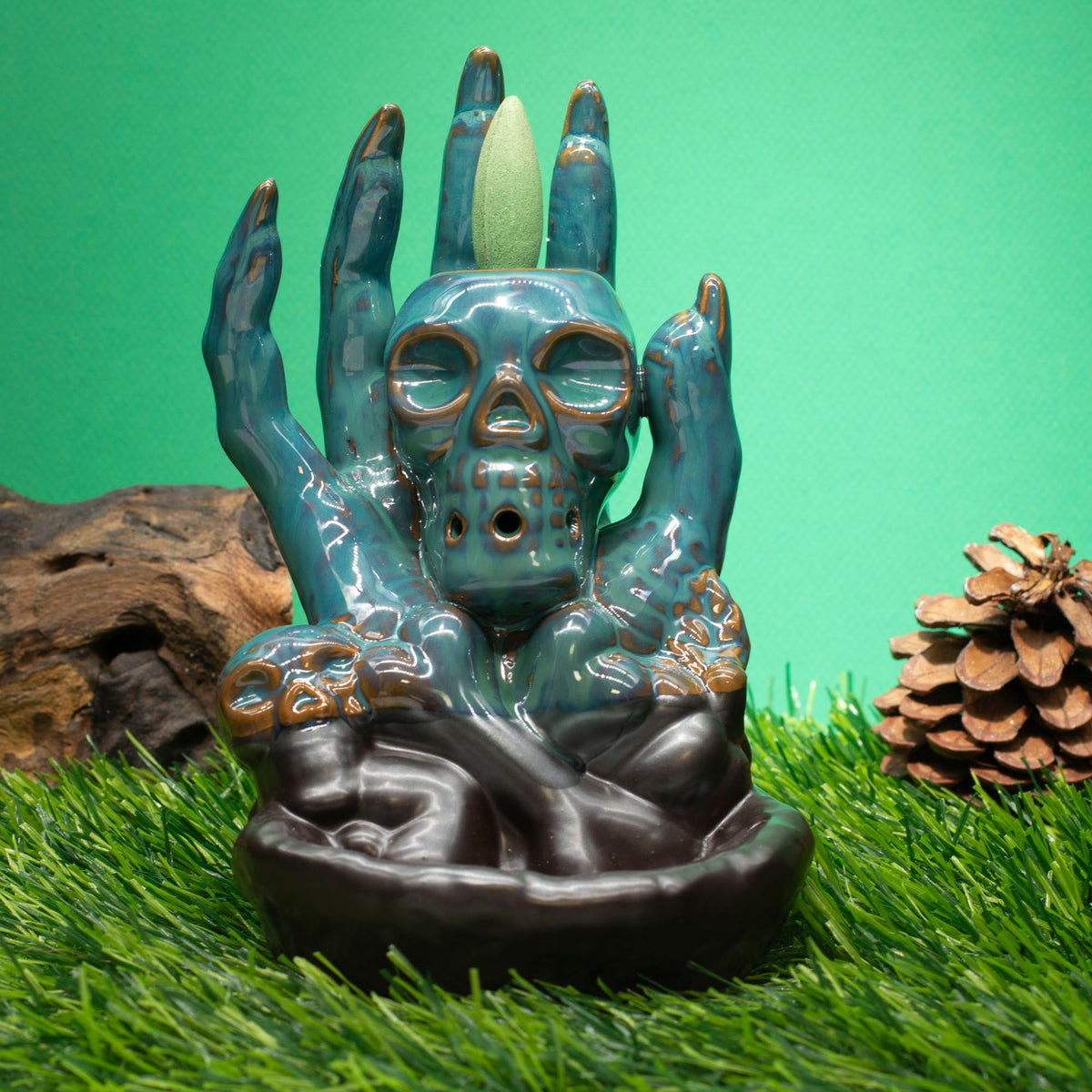 Backflow Incense Burner, Skull in Hand — view 3 of 6
