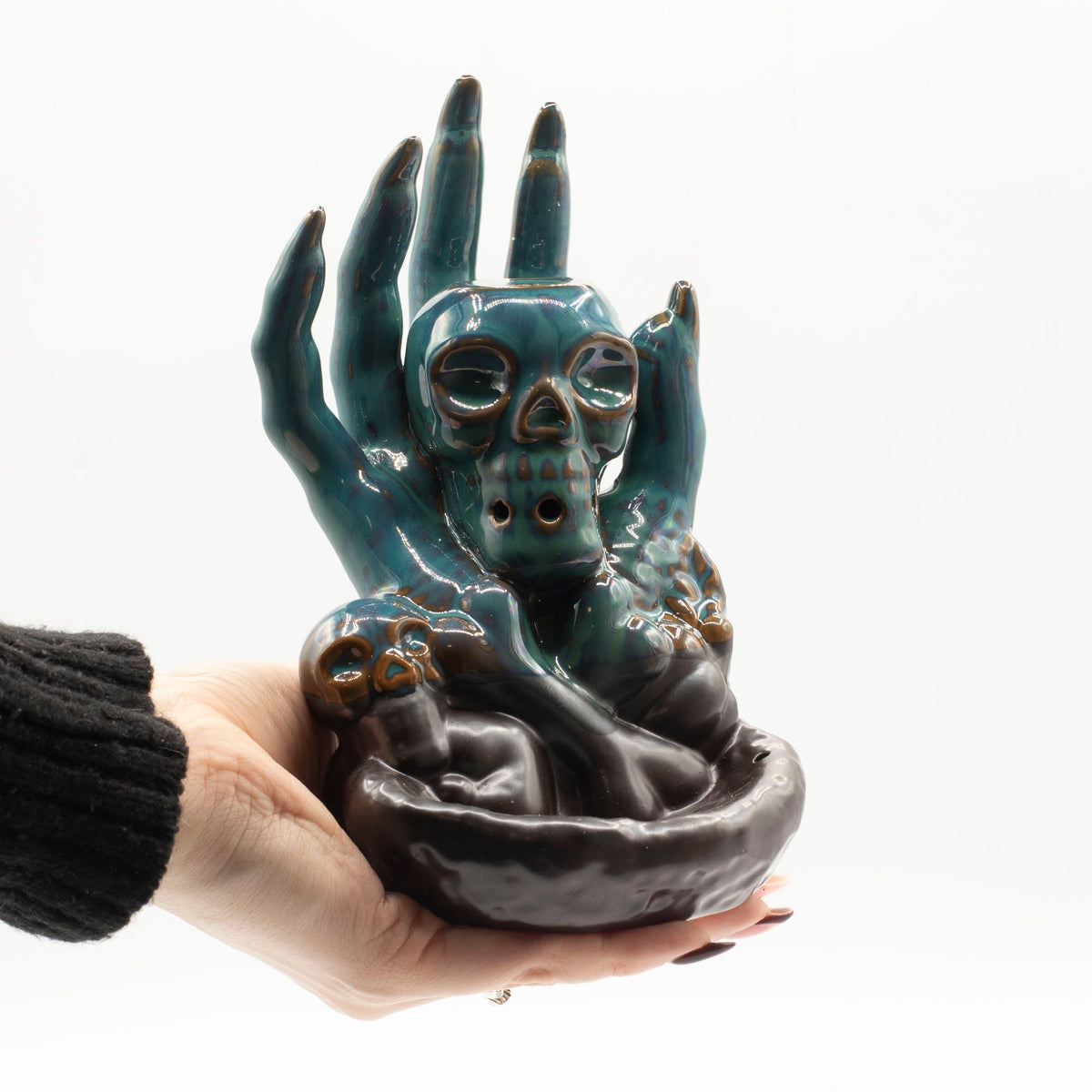 Backflow Incense Burner, Skull in Hand — view 4 of 6