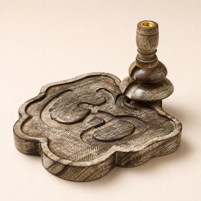Large Mango Wood Backflow Burner, Ohm