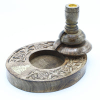 Medium Mango Wood Backflow Burner, Brass Buddha — view 2 of 2