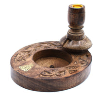 Small Mango Wood Backflow Burner, Brass Buddha — view 2 of 8
