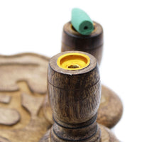 Small Mango Wood Backflow Burner, Brass Buddha — view 5 of 8