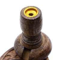 Small Mango Wood Backflow Burner, Brass Buddha — view 6 of 8
