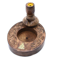 Small Mango Wood Backflow Burner, Brass Buddha — view 8 of 8