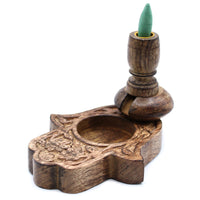 Small Mango Wood Backflow Burner, Hamsa — view 2 of 8
