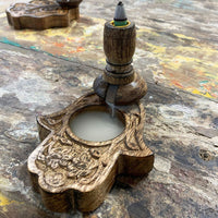 Small Mango Wood Backflow Burner, Hamsa — view 5 of 8