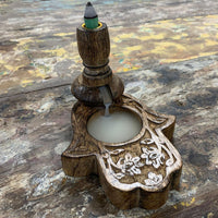 Small Mango Wood Backflow Burner, Hamsa — view 8 of 8