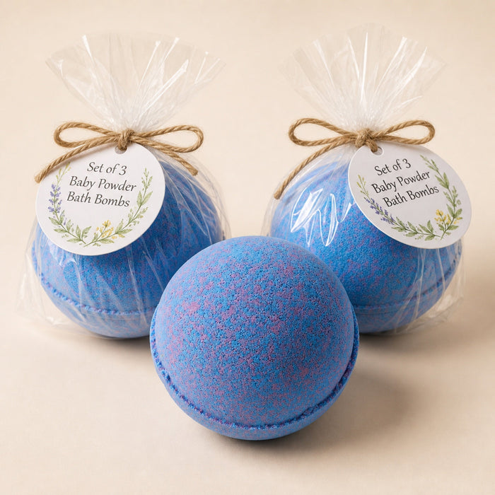 Jumbo Bath Bombs, Baby Powder, Set of 3