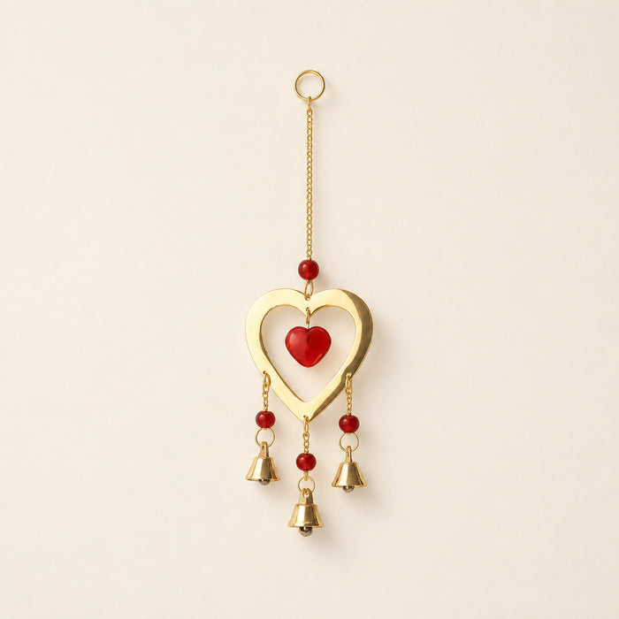 Ruby Heart Brass Chimes, three bells