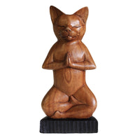 Hand-Carved Yoga Cat, Lotus — view 2 of 3