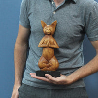 Hand-Carved Yoga Cat, Lotus — view 3 of 3