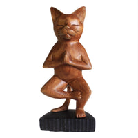 Hand-Carved Yoga Cat, One Leg — view 2 of 3