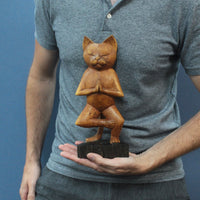 Hand-Carved Yoga Cat, One Leg — view 3 of 3
