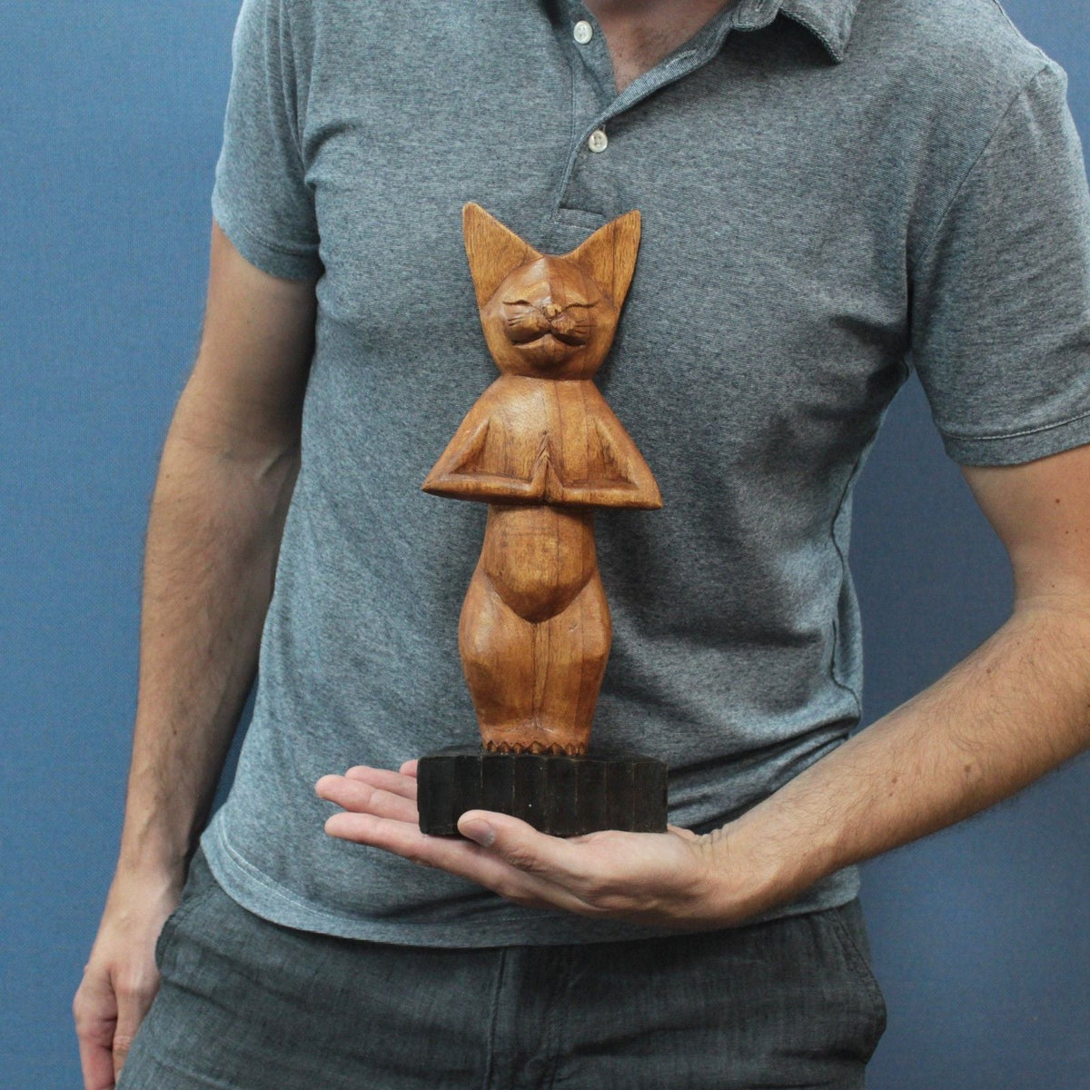 Hand-Carved Yoga Cat, Standing — view 2 of 3