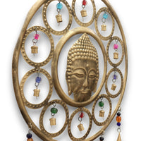 Brass Bell Chimes, Large Buddha Face, 15 Bells — view 4 of 5