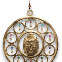 Brass Bell Chimes, Large Buddha Face, 15 Bells — view 5 of 5