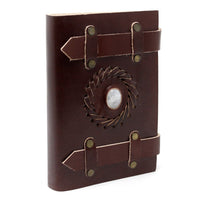 Leather Notebook with a Moonstone and Belts, 6×4in — view 2 of 4