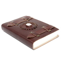 Leather Notebook with a Moonstone and Belts, 6×4in — view 3 of 4
