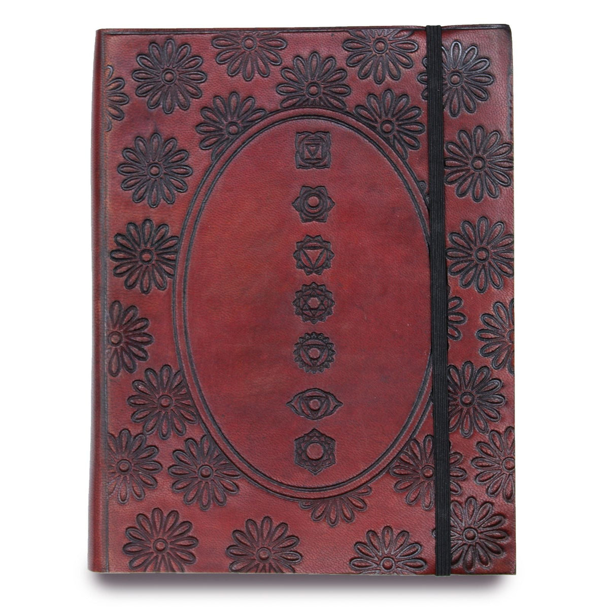 Vegetable-Tanned Leather Journal, Chakra Mandala, Medium — view 7 of 8