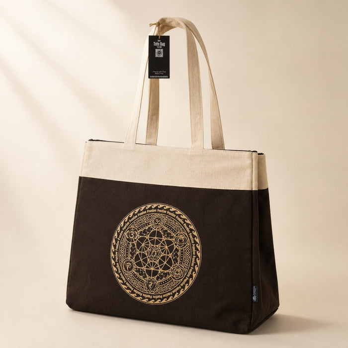 Oversized Cotton Tote Bag, Chocolate Stonewash