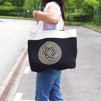 Oversized Cotton Tote Bag, Chocolate Stonewash — view 3 of 5