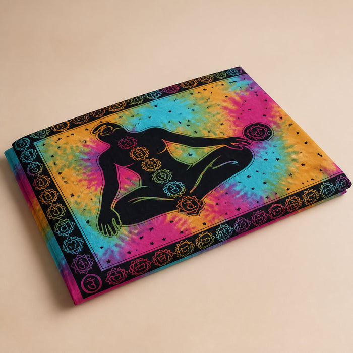 Cotton Bedspread & Wall Hanging, Chakra Buddha