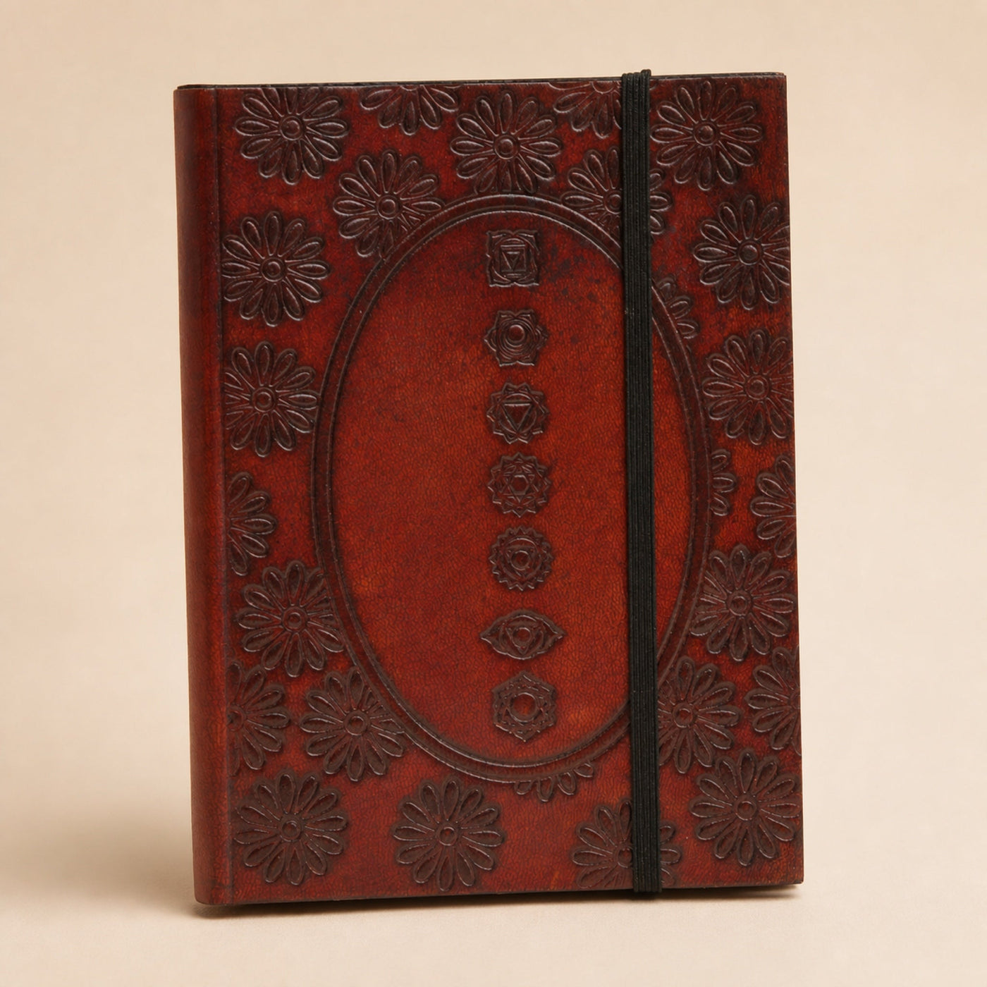 Vegetable-Tanned Leather Journal, Chakra Mandala, Small