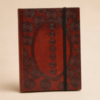 Vegetable-Tanned Leather Journal, Chakra Mandala, Small