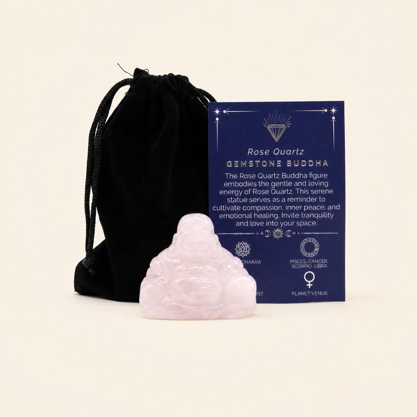 Rose Quartz Buddha, large