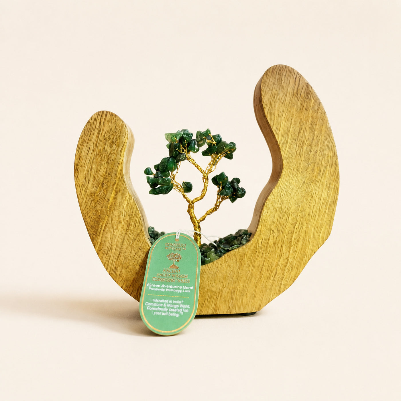 Green Aventurine Tree Garden, open wood ring