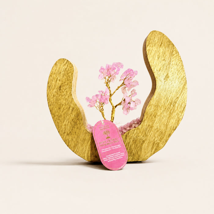Rose Quartz Tree Garden, open wood ring