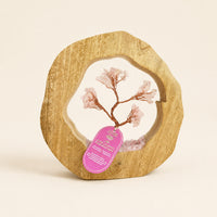 Rose Quartz Tree Garden, mango wood ring