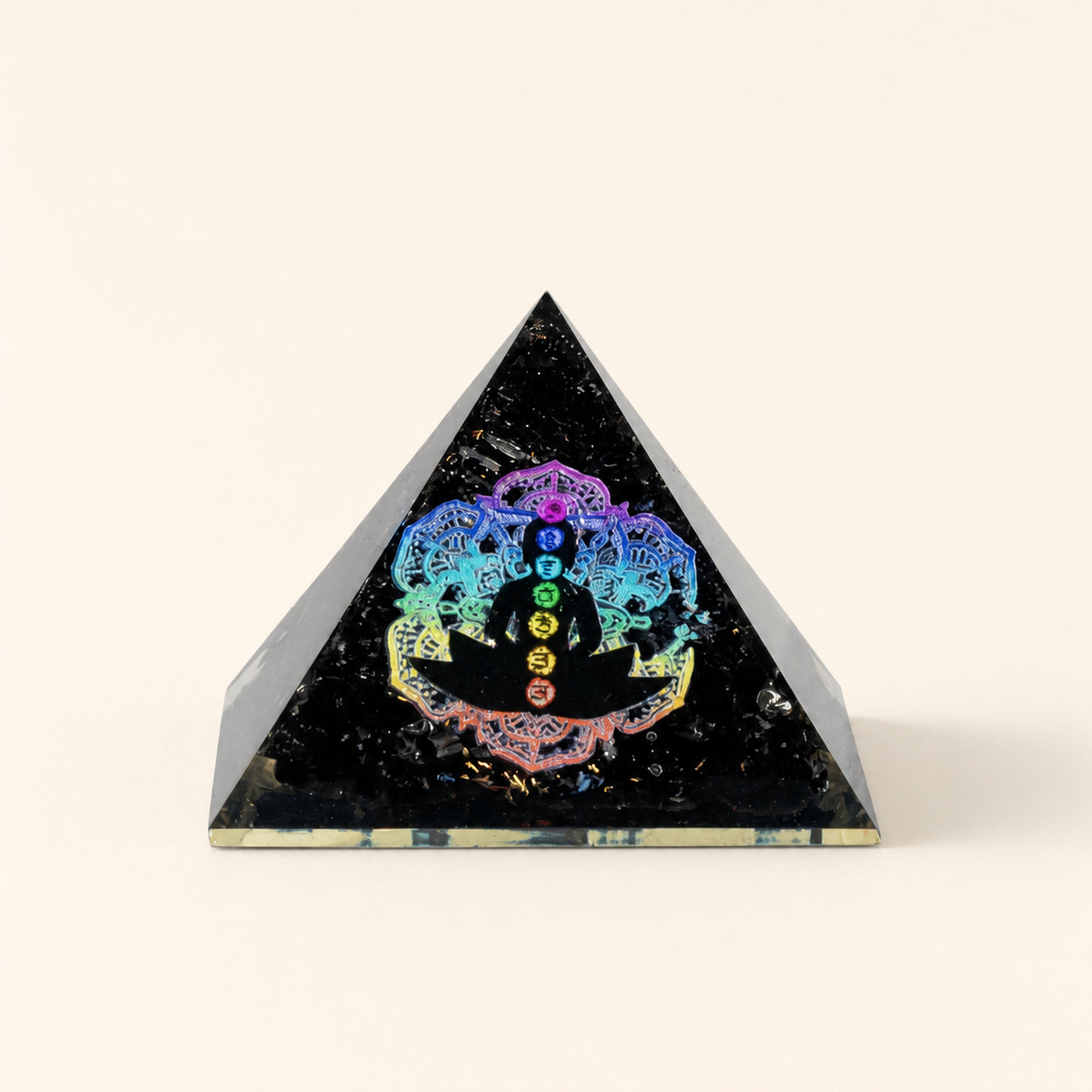 Chakra Buddha Orgonite Pyramid, small
