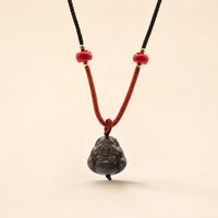 Obsidian Buddha Pendant on a Cord