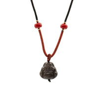 Obsidian Buddha Pendant on a Cord — view 2 of 5