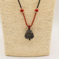 Obsidian Buddha Pendant on a Cord — view 4 of 5