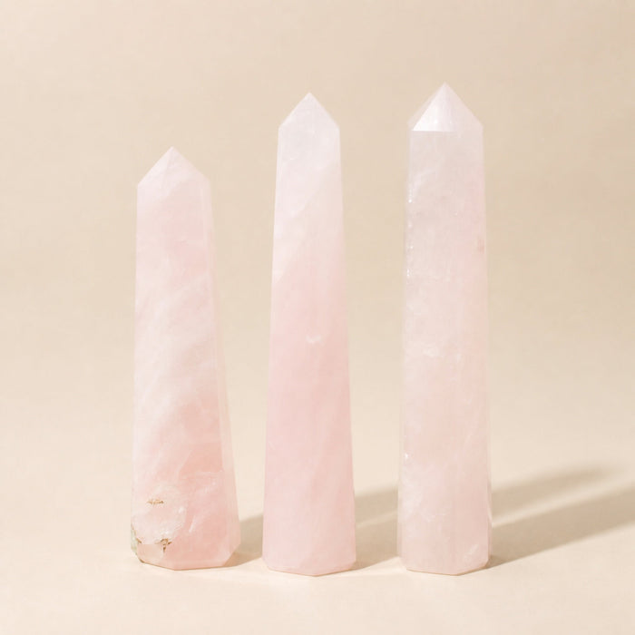 Rose Quartz Obelisk, Six Faces, 11cm