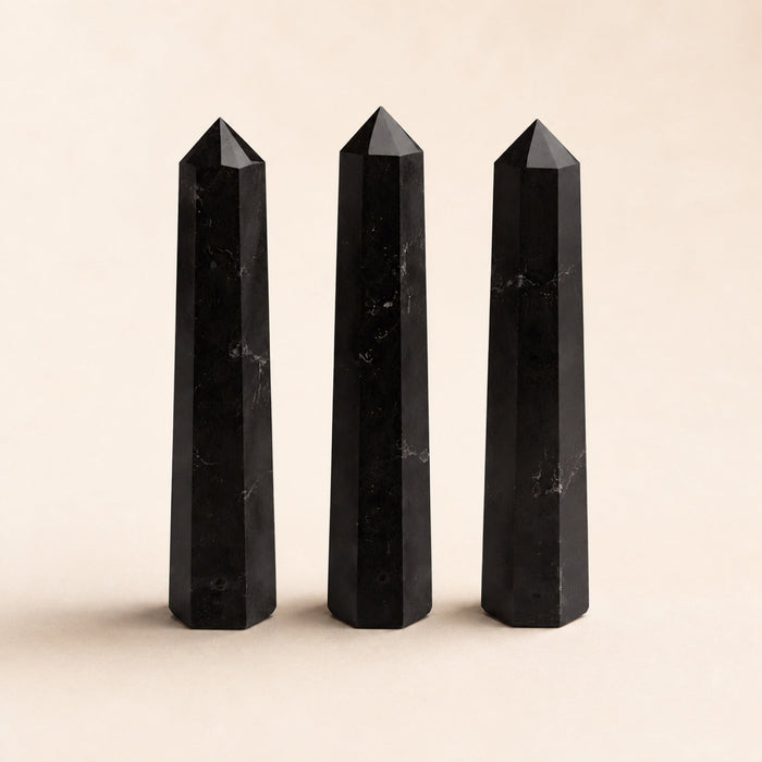 Black Tourmaline Obelisk, Six Faces, 11cm