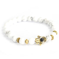 White Stone Bracelet, Gold Hamsa — view 2 of 4