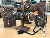 Hamsa Necklace, Pink & Black Beads, 48cm — view 4 of 4