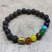 Lava Stone Bracelet, Buddha & Chakra Beads — view 2 of 5