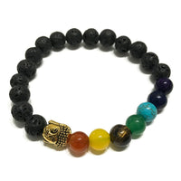 Lava Stone Bracelet, Buddha & Chakra Beads — view 3 of 5