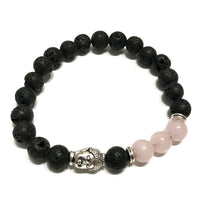 Lava Stone Bracelet, Buddha & Rose Quartz — view 2 of 5